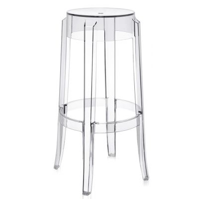 Set 2 scaune bar Kartell Charles Ghost 2005 design Philippe Starck h75cm  transparent