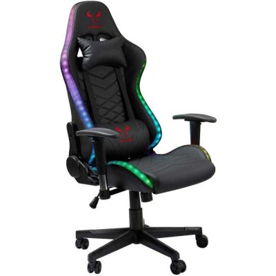 Scaun gaming Riotoro Spitfire X1S, Iluminare RGB, Negru