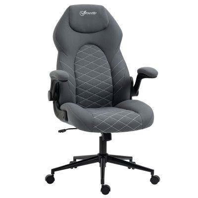 Vinsetto Scaun de Birou Ergonomic cu Înălțime Reglabilă, Cotiere Rabatabile și Funcție de Înclinare, Scaun cu 5 Roți, Dimensiuni 65,5x69,5x112-122 cm, Gri | Aosom Romania