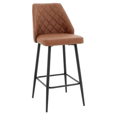 Scaun de bar Inflame piele ecologica bronz maro - metal negru