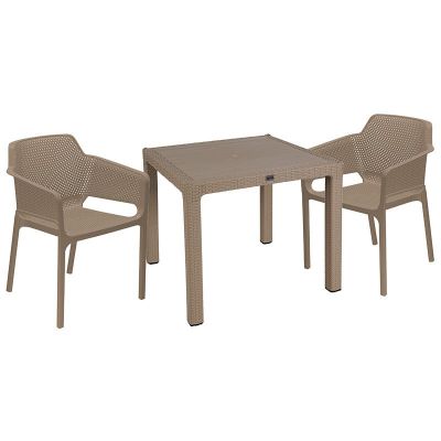 Set de gradina masa si scaune Explore, Integral set 3 piese plastic cappuccino 90x90x73.5 cm