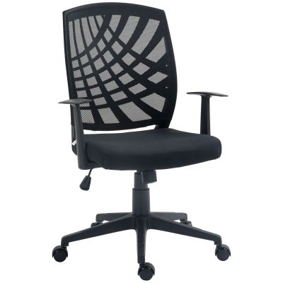 HOMCOM Scaun de Birou Ergonomic cu Înălțime Reglabilă, Scaun de Birou Pivotant din Țesătură Respirabilă, 58x56x106.5 cm, Negru | Aosom Romania