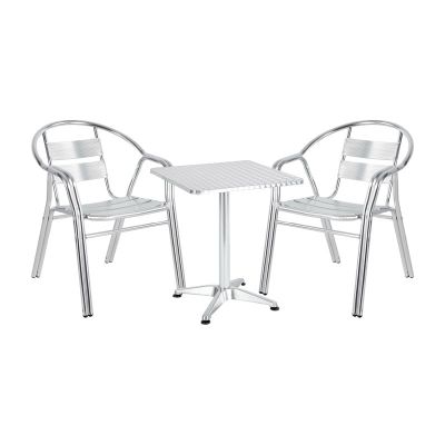 Set 3 buc masă și scaune de grădină Zircu-Lazo II Argintiu 60x60x70 cm