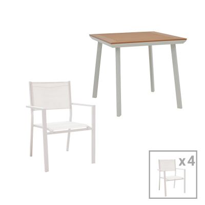 Set 5 buc masă și scaune de grădină Moly-Synergy Alb 80x80x74 cm
