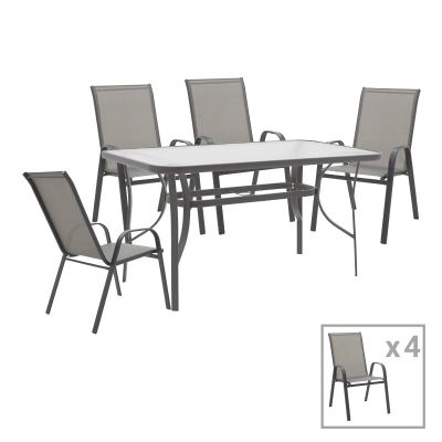 Set 7 buc masă și scaune de grădină Calan-Ensure Gri 140x80x70 cm