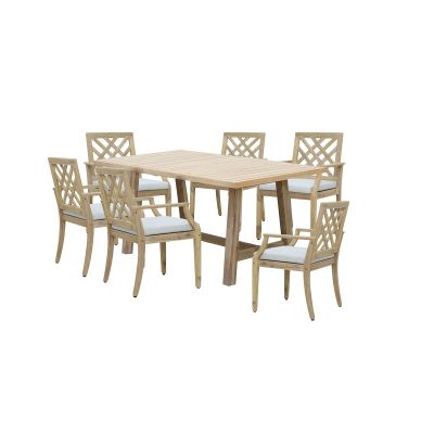 Set 7 buc masă și scaune de grădină Malibu-Bolen Bej 170x90x75.5 cm