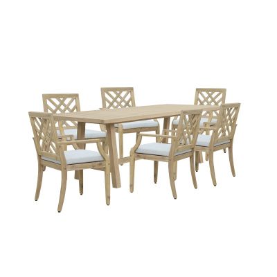 Set 7 buc masă și scaune de grădină Poza-Bolen Bej 230x100x75 cm