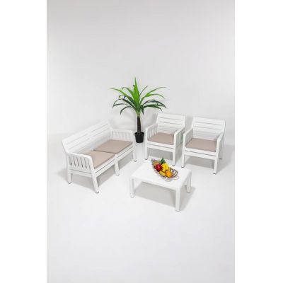 Set de gradina Lara 211S Takim Alb 126x79x65 cm