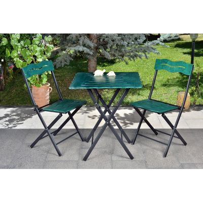 Set masa si scaune de gradina (3 piese) Bistro Set 6 Verde 60x60x73 cm