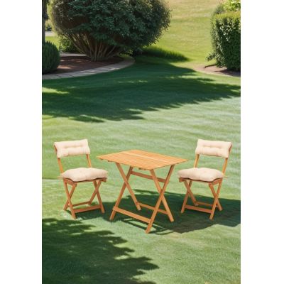 Set masa si scaune de gradina (3 piese) My003A Crem 80x72x60 cm