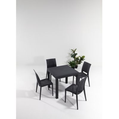 Set masa si scaune de gradina (5 piese) Rattan Antracit 43x87x44 cm