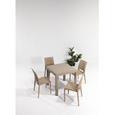 Set masa si scaune de gradina (5 piese) Rattan Cappuccino 43x87x44 cm