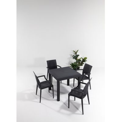 Set masa si scaune de gradina (5 piese) Rattan Lux Antracit 52x88x55 cm