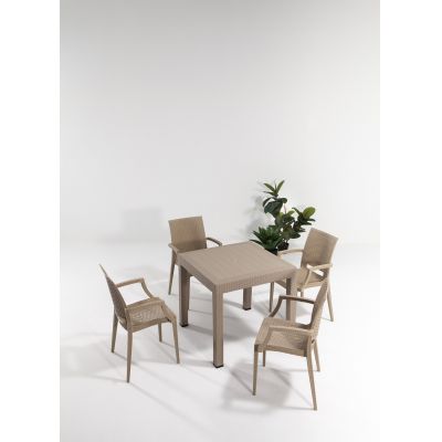 Set masa si scaune de gradina (5 piese) Rattan Lux Cappuccino 52x88x55 cm