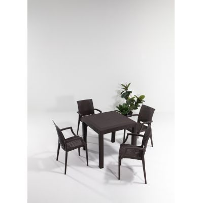 Set masa si scaune de gradina (5 piese) Rattan Lux Maro 52x88x55 cm