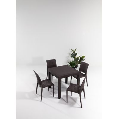Set masa si scaune de gradina (5 piese) Rattan Maro 43x87x44 cm