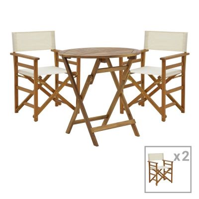 Set 3 buc masă și scaune pliabile de grădină Bistrual-Carpuva Maro 70x70x74 cm