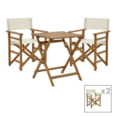 Set 3 buc masă și scaune pliabile de grădină Bistrual-Perdu Maro 60x60x72 cm