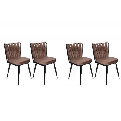 Set scaune (4 bucăți) Kuşaklı V4 Chair Set (4 Pieces), Crem, 43x82x43 cm