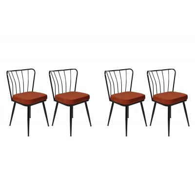 Set scaune (4 bucăți) Yıldız-1 Chair Set (4 Pieces), Albastru inchis, 42x82x43 cm