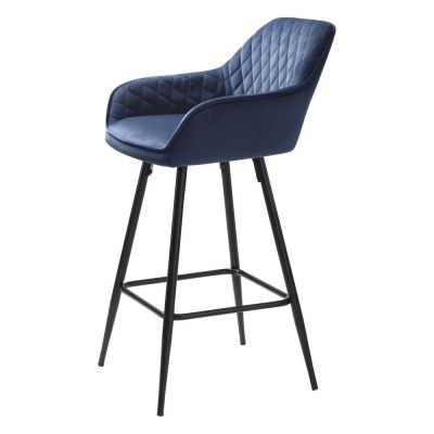 Scaun de bar albastru din catifea (înălțime șezut 67 cm) Milton – Unique Furniture