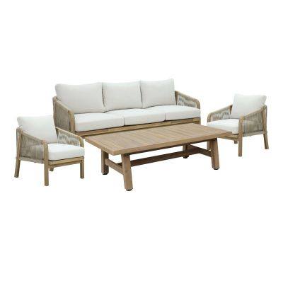 Set 4 buc masă și scaune de grădină Malibu Bej 203x79.5x68.5 cm