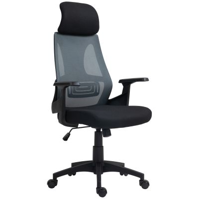 HOMCOM Scaun Ergonomic de Birou Înclinabil cu Suport Lombar, Tetieră și Înălțime Reglabilă, 66x58x115-123 cm, Negru | Aosom Romania