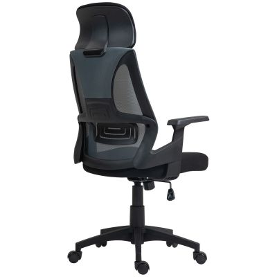 HOMCOM Scaun Ergonomic de Birou Înclinabil cu Suport Lombar, Tetieră și Înălțime Reglabilă, 66x58x115-123 cm, Negru | Aosom Romania