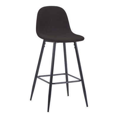 Scaun bar inalt mediu Bella tesatura gri inchis si picior metalic negru 41x47x93 cm