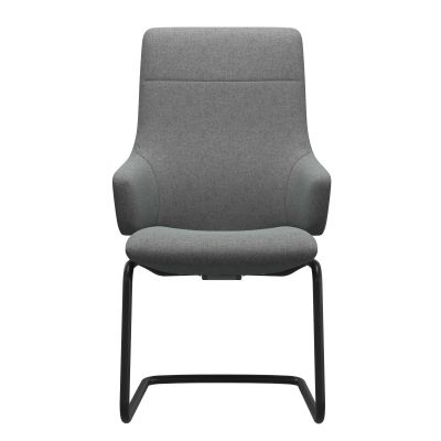 Scaun cu brate Stressless Chilli v2 L D400 cu spatar inalt baza negru mat tapiterie textil Calido Light Grey