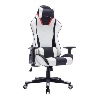 Scaun de gaming Mazol piele ecologica PU negru-alb 66x56x45+ cm