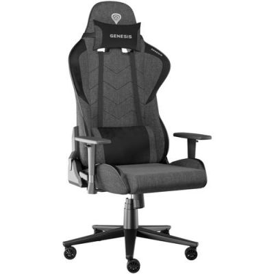 Scaun Gaming Genesis NITRO 550 G2, Baza Metalica, Sezut si Spatar Textil Ajustabil 135°, Perna Lombar si Gat, Max 150 kg., Roti 60mm cu Invelis CareGlide Antiscratch (Negru/Gri)