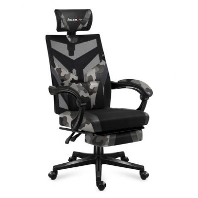 Scaun gaming Huzaro Combat 5.0 Camo, max 140 kg, Suport picioare, Air mesh (Negru/Camuflaj)