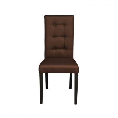 Scaun living TEO LUX, picioare lemn wenge, piele ecologica maro deschis, 46x46x97 cm