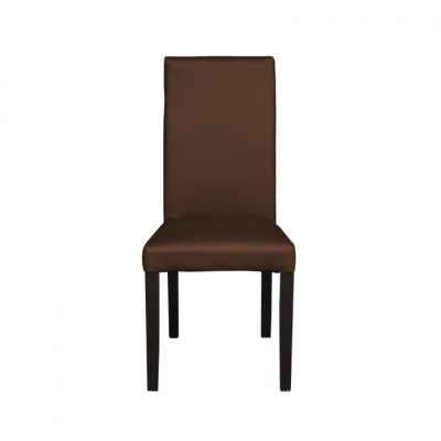 Scaun living TEO, picioare lemn wenge, piele ecologica maro deschis, 46x46x97 cm