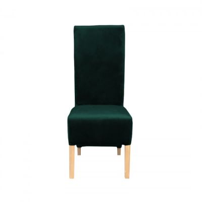 Scaun living VANESSA, picioare lemn natur, stofa verde smarald, 47x63x108 cm