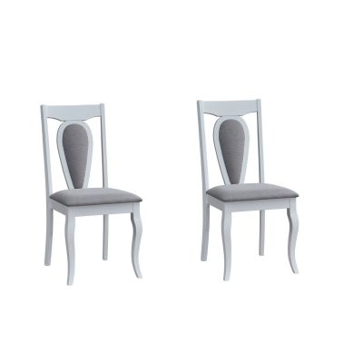 Set 2 Scaune Rita, 45.5x53.5x96 cm, Alb/Stofa Gri