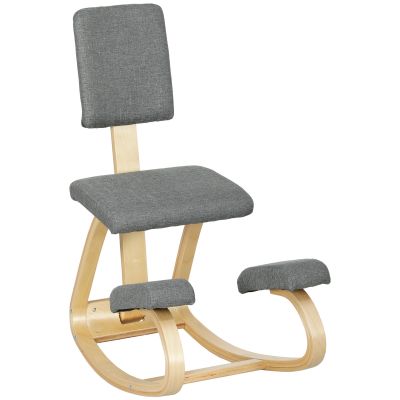 HOMCOM Scaun Ergonomic cu Mișcare de Legănare, Scaun Ergonomic Postural din Țesătură, 51x84x93 cm, Gri | Aosom Romania