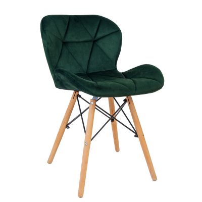 Scaun bucatarie / living Eliza, tapitat, catifea, verde, cadru de lemn, max. 110 Kg., 73 x 47 cm