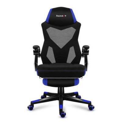 Scaun gaming Huzaro Combat 3.0, Suport pentru picioare, Plasa (Albastru/Negru)