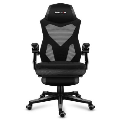 Scaun gaming Huzaro Combat 3.0, Suport pentru picioare, Plasa (Gri carbon)