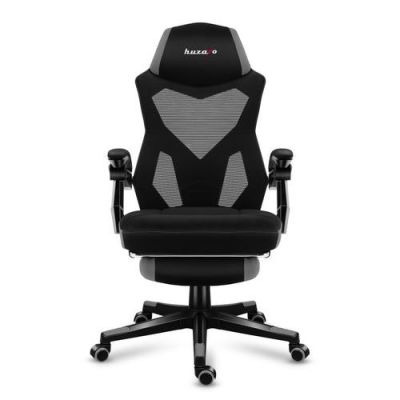 Scaun gaming Huzaro Combat 3.0, Suport pentru picioare, Plasa (Gri)