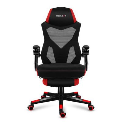 Scaun gaming Huzaro Combat 3.0, Suport pentru picioare, Plasa (Rosu/Negru)