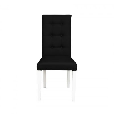 Scaun living TEO LUX, picioare lemn alb, piele ecologica negru, 46x60x98 cm