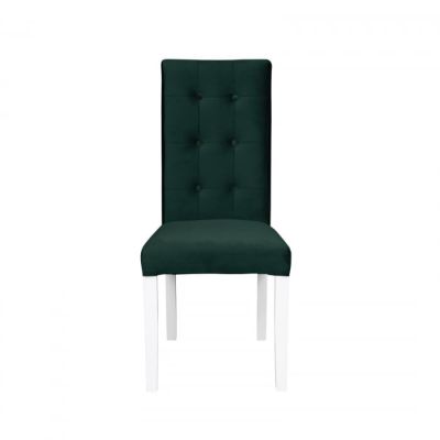 Scaun living TEO LUX, picioare lemn alb, stofa verde smarald, 46x46x97 cm