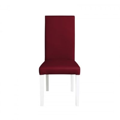 Scaun living TEO, picioare lemn alb, piele ecologica bordo, 46x46x97 cm