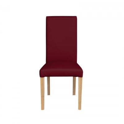 Scaun living TEO, picioare lemn natur, piele ecologica bordo, 46x46x97 cm