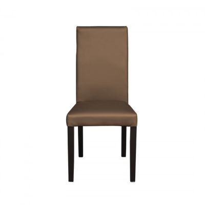 Scaun living TEO, picioare lemn wenge, piele ecologica cappuccino, 46x46x97 cm