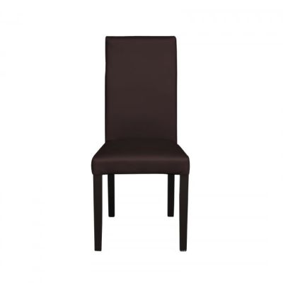 Scaun living TEO, picioare lemn wenge, piele ecologica maro inchis, 46x46x97 cm