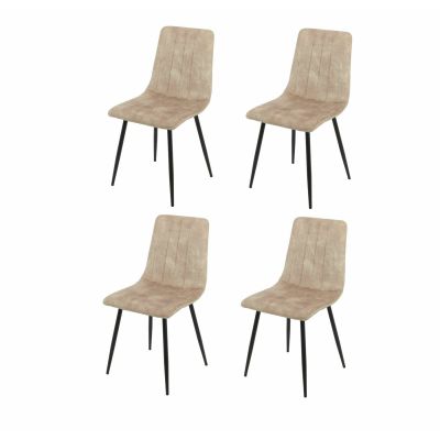 Set 4 Scaune Isella, 45x55x89 cm, Metal/Catifea, Taupe